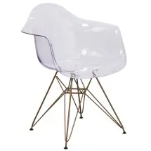 Flash Furniture FH-132-CPC1-GG Transparent Side Chair with Gold Base