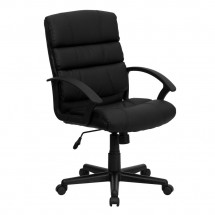 Flash Furniture GO-1004-BK-LEA-GG Mid-Back Black Leather Task Chair