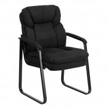 Flash Furniture GO-1156-BK-GG Black Microfiber Executive Side Chair with Sled Base
