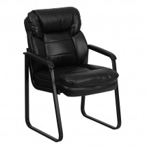 Flash Furniture GO-1156-BK-LEA-GG Black Leather Executive Side Chair with Sled Base