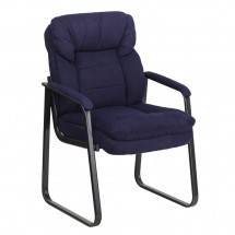 Flash Furniture GO-1156-NVY-GG Navy Microfiber Executive Side Chair with Sled Base