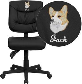 Flash Furniture GO-1574-BK-GG Mid-Back Black Leather Multi-Functional Task Chair