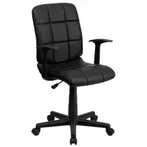 Flash Furniture GO-1691-1-BK-A-GG Black Mid-Back Quilted Vinyl Task Chair with Nylon Arms