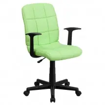 Flash Furniture GO-1691-1-GREEN-A-GG Green Mid-Back Quilted Vinyl Task Chair with Nylon Arms