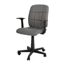 Flash Furniture GO-1691-1-GY-A-GG Mid-Back Gray Quilted Vinyl Swivel Task Office Chair with Arms