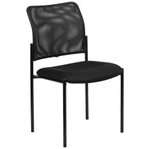 Flash Furniture GO-515-2-GG Comfort Black Mesh Stackable Steel Side Chair