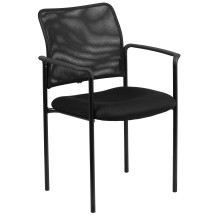 Flash Furniture GO-516-2-GG Comfort Black Mesh Stackable Steel Side Chair with Arms