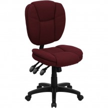 Flash Furniture GO-930F-BY-GG Mid-Back Burgundy Fabric Multi-Functional Ergonomic Task Chair