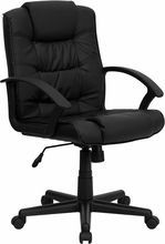 Flash Furniture GO-937M-BK-LEA-GG Mid-Back Black Leather Office Chair