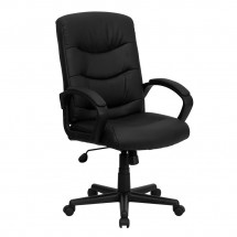 Flash Furniture GO-977-1-BK-LEA-GG Mid-Back Black Leather Task Chair