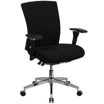 Flash Furniture GO-WY-85-6-GG Hercules Series 24/7 Black Fabric Multifunction Ergonomic Office Chair with Seat Slider