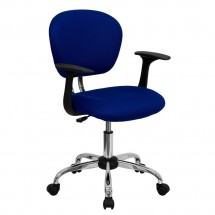 Flash Furniture H-2376-F-BLUE-ARMS-GG Mid-Back Blue Mesh Task Chair with Arms