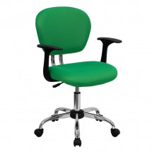 Flash Furniture H-2376-F-BRGRN-ARMS-GG Mid-Back Bright Green Mesh Task Chair with Arms