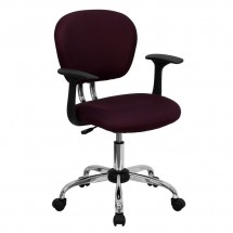 Flash Furniture H-2376-F-BY-ARMS-GG Mid-Back Burgundy Mesh Task Chair with Arms