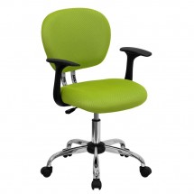 Flash Furniture H-2376-F-GN-ARMS-GG Mid-Back Apple Green Mesh Task Chair with Arms