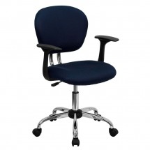 Flash Furniture H-2376-F-NAVY-ARMS-GG Mid-Back Navy Mesh Task Chair with Arms