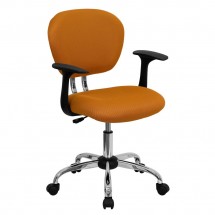 Flash Furniture H-2376-F-ORG-ARMS-GG Mid-Back Orange Mesh Task Chair with Arms