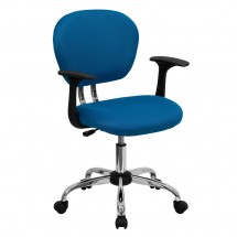 Flash Furniture H-2376-F-TUR-ARMS-GG Mid-Back Turquoise Mesh Task Chair with Arms