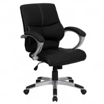 Flash Furniture H-9637L-2-MID-GG Mid-Back Black Leather Contemporary Manager's Office Chair