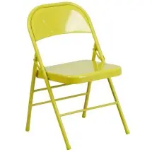 Flash Furniture HF3-CITRON-GG Hercules Twisted Citron Triple Braced Metal Folding Chair