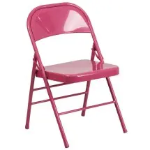 Flash Furniture HF3-FUCHSIA-GG Hercules Shockingly Fuchsia Triple Braced Metal Folding Chair