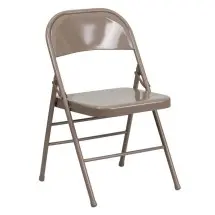 Flash Furniture HF3-MC-309AS-BGE-GG Hercules Series Beige Triple Braced & Double Hinged Metal Folding Chair