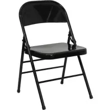 Flash Furniture HF3-MC-309AS-BK-GG Hercules Series Black Triple Braced & Double Hinged Metal Folding Chair