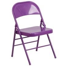 Flash Furniture HF3-PUR-GG Hercules Impulsive Purple Triple Braced & Double Hinged Metal Folding Chair