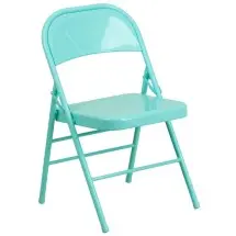 Flash Furniture HF3-TEAL-GG Hercules Tantalizing Teal Triple Braced & Double Hinged Metal Folding Chair