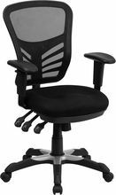 Flash Furniture HL-0001-GG Mid-Back Black Mesh Executive Chair with Triple Paddle Control