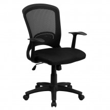 Flash Furniture HL-0007-GG Mid-Back Black Mesh Task Chair with Padded Mesh Seat