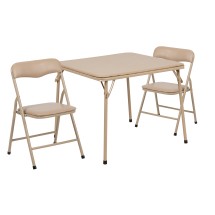 Flash Furniture JB-10-CARD-TN-GG Kids Tan Folding Table and Chair Set, 3 Piece
