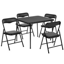 Flash Furniture JB-9-KID-BK-GG Kids Black Folding Table and Chair Set, 5 Piece 