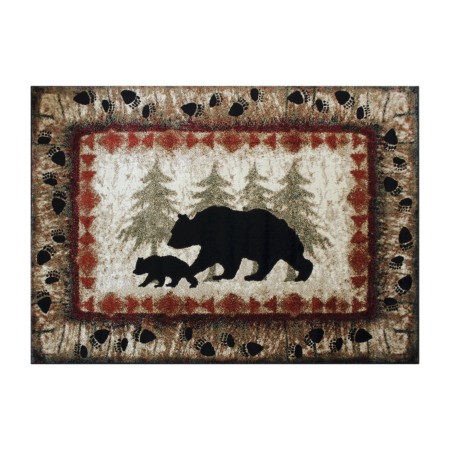 Flash Furniture KP-RGB3940-69-BN-GG Ursus 6' x 9' Rustic Lodge Wandering Black Bear and Cub Area Rug