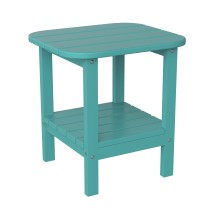 Flash Furniture LE-HMP-1035-1517H-BL-GG Indoor/Outdoor Blue HDPE 2-Tier Adirondack Side Table