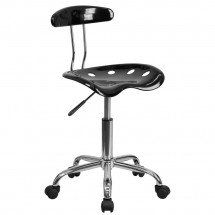 Flash Furniture LF-214-BLK-GG Black and Chrome Computer Task Chair with Tractor Seat