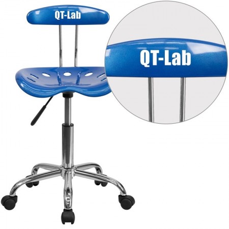 Flash Furniture LF-214-BRIGHTBLUE-GG Blue and Chrome Computer Task Chair with Tractor Seat