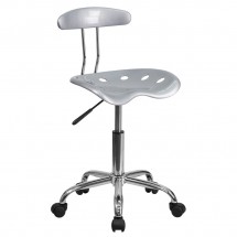 Flash Furniture LF-214-SILVER-GG Vibrant Silver and Chrome Computer Task Chair with Tractor Seat
