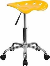 Flash Furniture LF-214A-YELLOW-GG Vibrant Orange-Yellow Tractor Seat and Chrome Stool