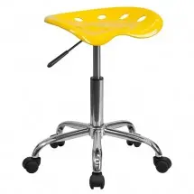 Flash Furniture LF-214A-YELLOW-GG Vibrant Orange-Yellow Tractor Seat and Chrome Stool