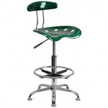 Flash Furniture LF-215-Green-GG Vibrant Green and Chrome Drafting Stool with Tractor Seat