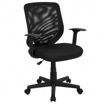 Flash Furniture LF-W-95A-BK-GG Mid-Back Black Mesh Ececutive Chair with Mesh Fabric Seat