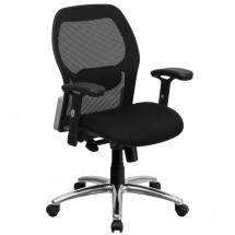 Flash Furniture LF-W42-GG Mid-Back Black Super Mesh Executive Swivel Chair with Adjustable Arms