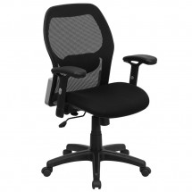 Flash Furniture LF-W42B-GG Mid-Back Black Super Mesh Executive Swivel Chair with Adjustable Arms