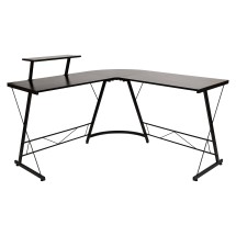 Flash Furniture NAN-CD-22181-BK-BK-GG Corner Computer Desk with Black Laminate Top, Black Metal Frame, 83 1/2&quot;W x 48&quot;D x 29&quot;H