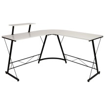 Flash Furniture NAN-CD-22181-WH-BK-GG Corner Computer Desk with White Laminate Top, Black Metal Frame, 83 1/2&quot;W x 48&quot;D x 29&quot;H