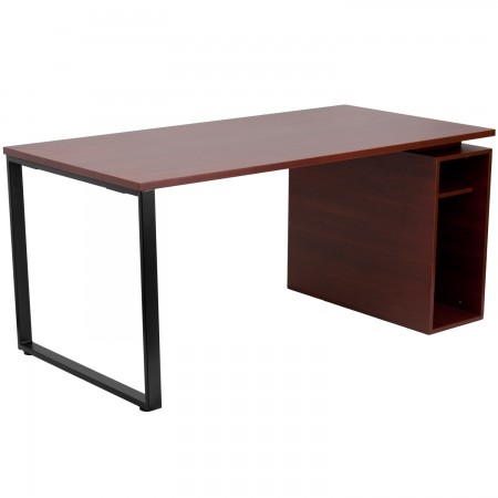 Flash Furniture NAN-JN-2108-GG Mahogany Computer Desk with Open Storage Pedestal