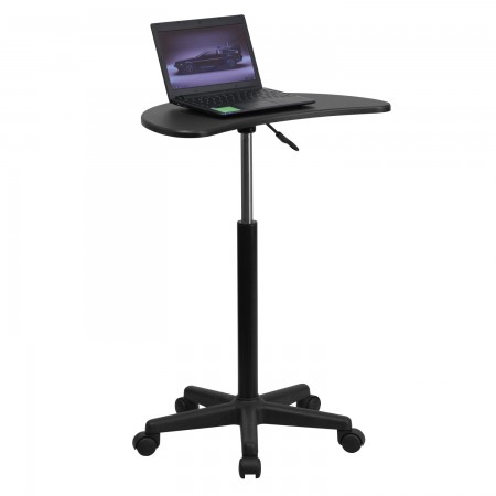 Flash Furniture NAN-JN-2792-GG Height Adjustable Mobile Laptop Computer Desk with Black Top