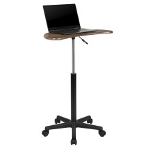 Flash Furniture NAN-JN-2792-RU-GG Rustic Walnut Mobile Sit to Stand Laptop Computer Desk