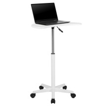 Flash Furniture NAN-JN-2792-WH-GG White Mobile Sit to Stand Laptop Computer Desk